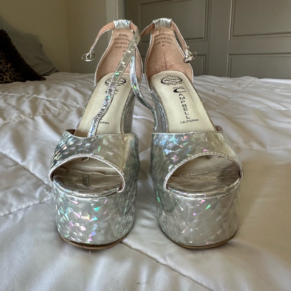 Jeffrey Campbell Holographic Platform Heels Y2K Vintage - Picture 3 of 13